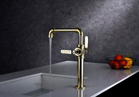 Смеситель Paulmark Loft Lo226006-G для кухонной мойки, золото 