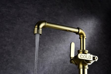 Смеситель Paulmark Loft Lo226006-G для кухонной мойки, золото 