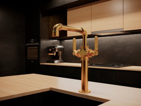 Смеситель Paulmark Loft Lo226006-G для кухонной мойки, золото 