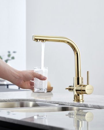 Смеситель Paulmark Essen Es213011-G для кухонной мойки, золото 