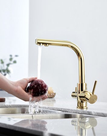 Смеситель Paulmark Essen Es213011-G для кухонной мойки, золото 