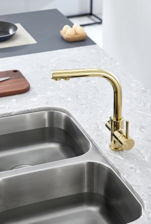 Смеситель Paulmark Essen Es213011-G для кухонной мойки, золото 