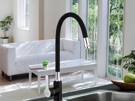 Смеситель для кухни Frap H42 F4042 Черный матовый Хром 