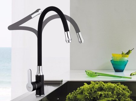 Смеситель для кухни Frap H42 F4042 Черный матовый Хром 