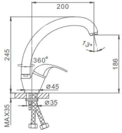 Смеситель для кухни Frap H15 F4115 Хром 