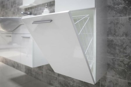 Шкаф пенал Aquaton Инди 34 1A188603ND010 подвесной с бельевой корзиной Белый 