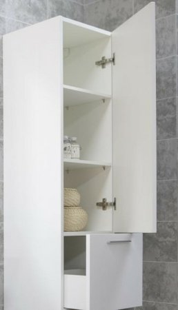 Шкаф пенал Aquaton Инди 34 1A188603ND010 подвесной с бельевой корзиной Белый 