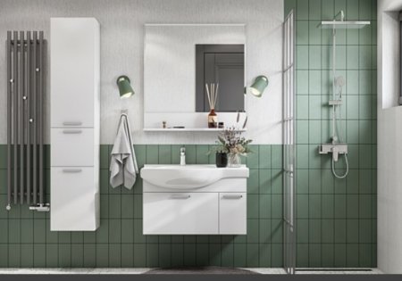 Шкаф пенал Aquaton Инди 34 1A188603ND010 подвесной с бельевой корзиной Белый 