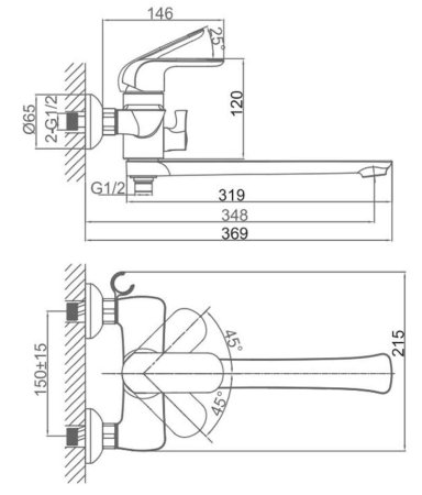 Смеситель D&K Venice Gondola DA1023301 для ванны с душем 