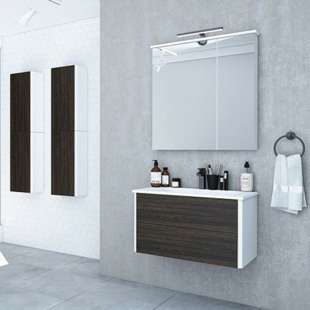 Зеркальный шкаф Aquaton Брук 80 1A200602BC010 с подсветкой Белый 