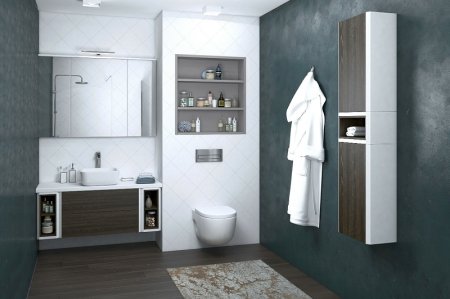 Зеркальный шкаф Aquaton Брук 80 1A200602BC010 с подсветкой Белый 