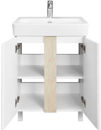 Тумба под раковину Aquaton Кантри 60 1A257401AHB20 Белая глянцевая Дуб верона 