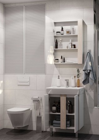 Тумба под раковину Aquaton Кантри 60 1A257401AHB20 Белая глянцевая Дуб верона 