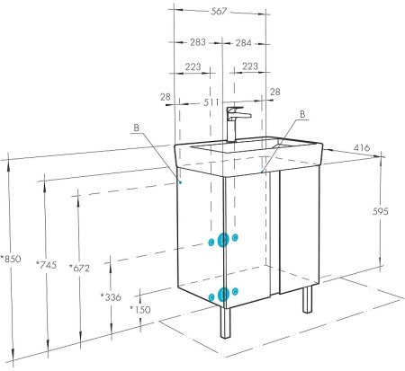 Тумба под раковину Aquaton Кантри 60 1A257401AHB20 Белая глянцевая Дуб верона 