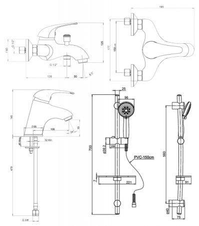 Комплект смесителей Paini Smile 39CRKIT3 Хром 
