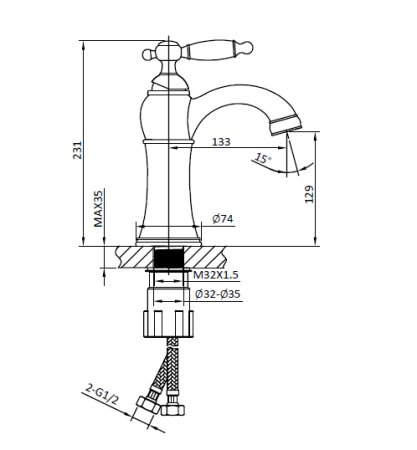 Смеситель для раковины AltroBagno Opera 01.17 Cr/Gi хром 