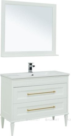 Мебель для ванной Aquanet Бостон М 100 белый (ручки золото) (лит. мрамор) 