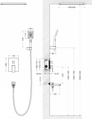 Душевой комплект Timo Selene SX-2039/00SM с внутренней частью, хром 