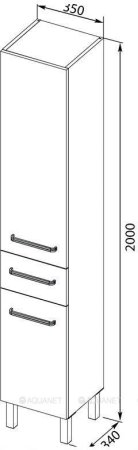 Шкаф-пенал для ванной Aquanet Сиена 35 R б/к белый (напольный) 