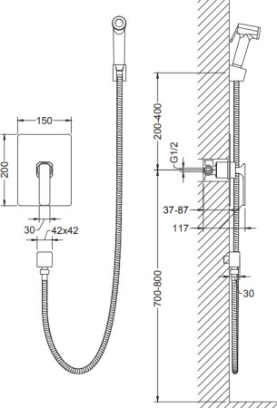 Гигиенический душ Timo Torne 4359/00SM со смесителем, с внутренней частью, хром 