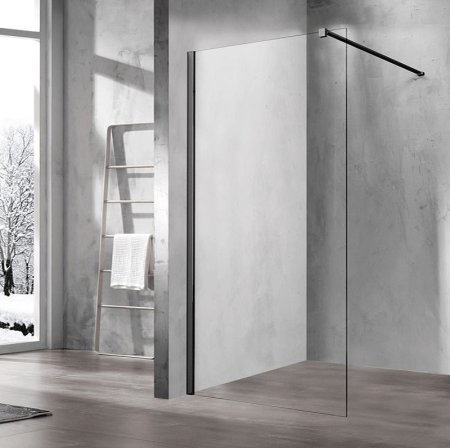 Душевая перегородка Vincea Walk-In 100 VSW-1H100CLB профиль Черный матовый стекло прозрачное 