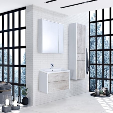 Зеркальный шкаф Roca Ronda 60 ZRU9303007 с подсветкой Бетон Белый матовый 