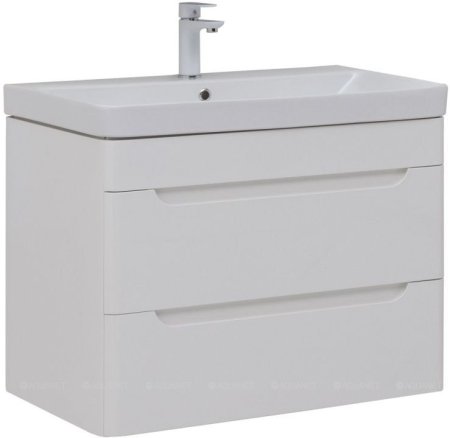 Тумба с раковиной Aquanet София 80 белый глянец (2 ящика) 