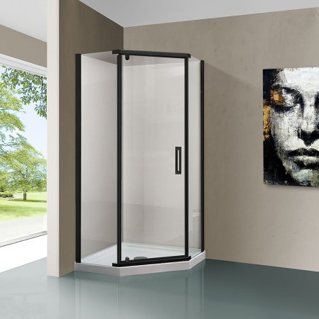 Душевой уголок Vincea Stresa 100х100 VSP-1S100CLB профиль Черный стекло прозрачное 