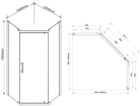 Душевой уголок Vincea Stresa 100х100 VSP-1S100CLB профиль Черный стекло прозрачное 
