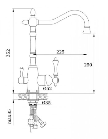 Cмеситель для кухни под фильтр GANZER SEVERIN GZ77022D BRONZE 