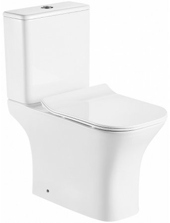 Унитаз компакт Azario Fretta Square AZ-1215+AZ-1216-G с бачком и сиденьем Микролифт 