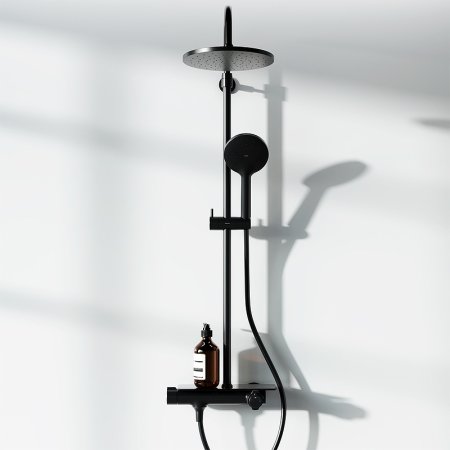 Душевая система Damixa Jupiter 977750300 с термостатом Черная матовая 