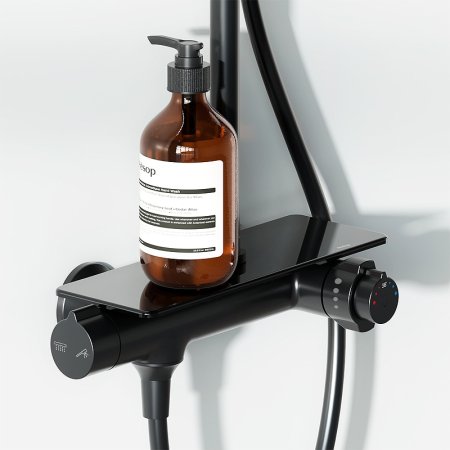 Душевая система Damixa Jupiter 977750300 с термостатом Черная матовая 