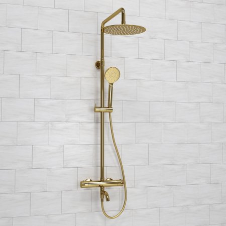 Душевая система WasserKRAFT A188.208.207.PG Thermo с термостатом Золото глянцевое 