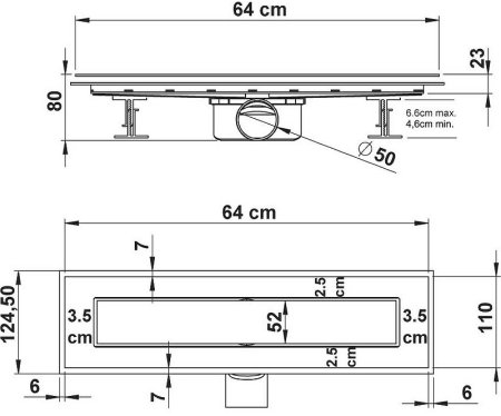 Душевой лоток Vincea Anzer 60 SAY.72.2.60.STN с решеткой Сатин 