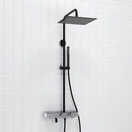 Душевая система WasserKRAFT Abens A114.162.217.CB Thermo с термостатом Черная матовая Хром 