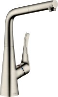 Смеситель Hansgrohe Metris M71 73812800 для кухонной мойки, сталь