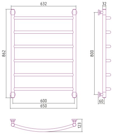 Полотенцесушитель водяной Сунержа Галант+ 800х600 мм. хром 