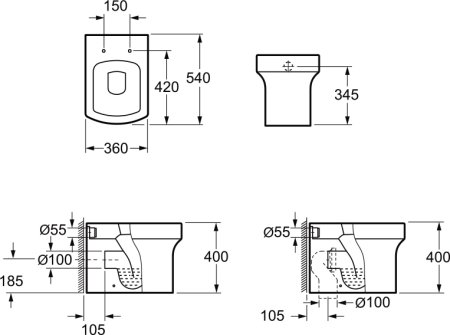 Унитаз приставной Grossman Status GR-PR3010 