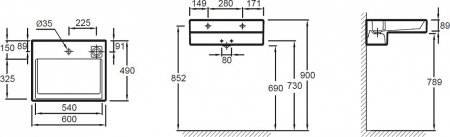 Раковина Jacob Delafon Terrace EXE9112 60 см с подсветкой 