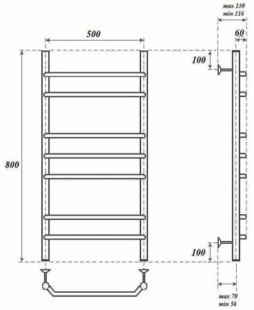 Электрический полотенцесушитель Point Венера PN07158E П7 500x800 левый/правый Хром 