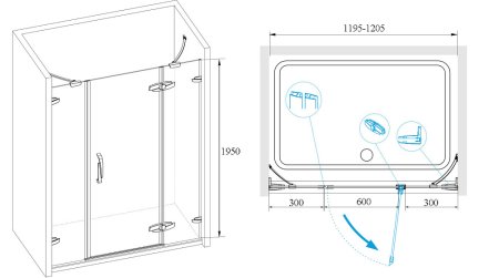 Душевая дверь в нишу RGW Safari SA-01 1200х1950 