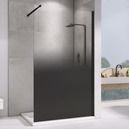 Душевая перегородка Abber Immer Offen 100 AG69101BD профиль Черный стекло прозрачное тонированное 