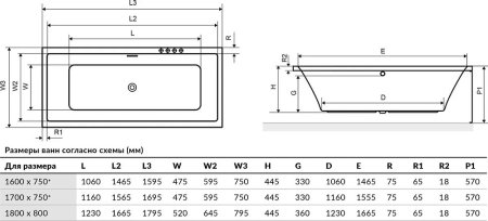 Акриловая ванна Excellent Heaven Slim 160x75 см 