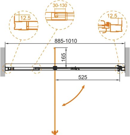 Душевая дверь в нишу Cezares Variante B 1 90/100 C Cr 