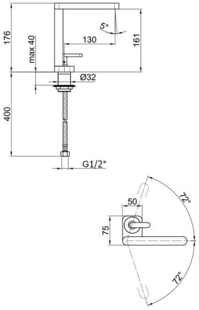 Смеситель для раковины Webert Living LV830102345, никель 