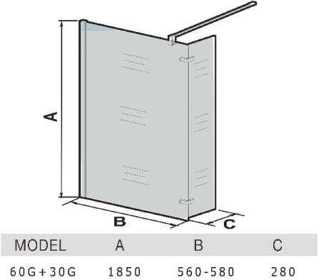 Душевая перегородка WeltWasser WW400 60G+30G 10000008001 профиль Хром стекло прозрачное 