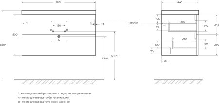 Тумба с раковиной BelBagno AURORA-900-2C-SO-RT 