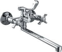 Смеситель двуручковый с картриджным переключателем на душ HAIBA HB2124 хром