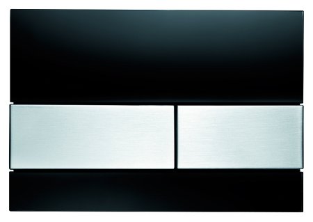 Кнопка смыва TECE Square 9240806 черное стекло, кнопка сатин 